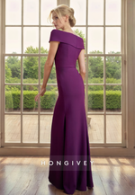 Chic Trumpet Off-Shoulder Empire Mother of the Bride Dress