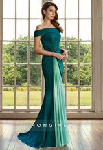 Classic Off-Shoulder Trumpet Empire Mother of the Bride Dress