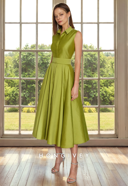 HM318 - Chic & Modern Satin A-Line Sleeveless Formal Cocktail Dress