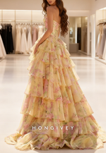 Sweetheart Beaded A-Line Tassel Slit Prom Dress