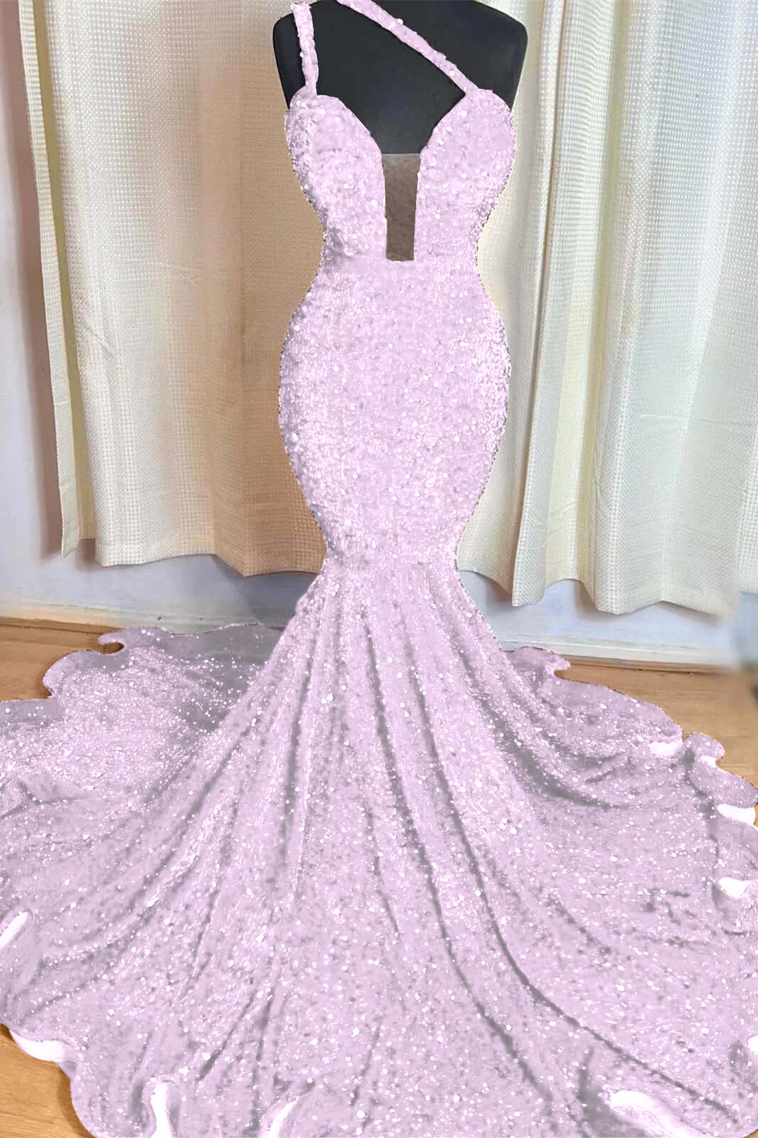 Hidais Red Mermaid Sleeveless One Shoulder Prom Dress Sweetheart Elegant Sequins