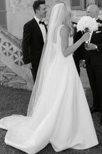 Ball Gown Square Neck Satin Wedding Dresses