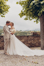 Fashion Bohemian A Line Sweetheart Tulle Long Wedding Dresses with Appliques