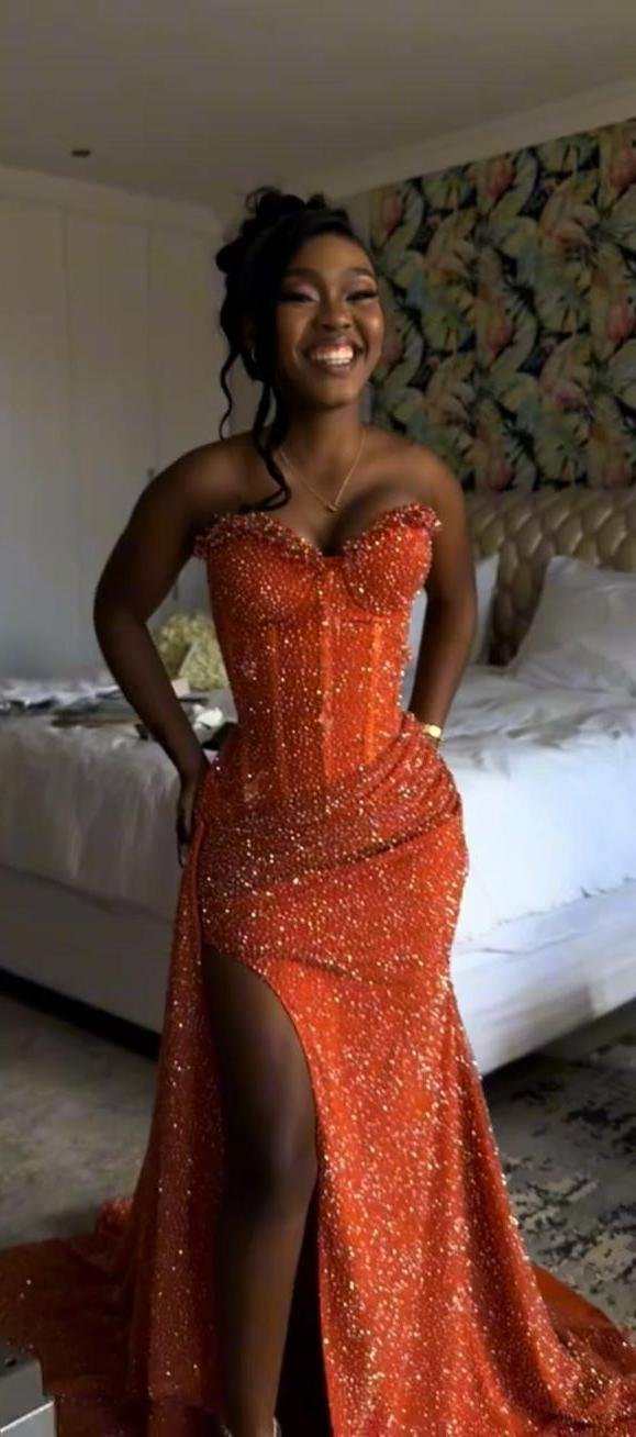 Hidais Sweetheart Sleeveless Long Mermaid Prom Dress With Split Sequin