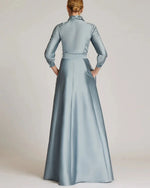 Vintage Taffeta Shirt Dress Gown With Eyelet Sleeve and Collar Mother of the Bride Dress