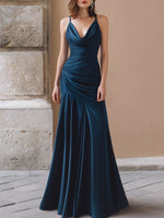 Draped Cowl Neck Ruched Maxi Dress