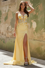 Cute Mermaid V Neck Satin Prom Dress with Beading