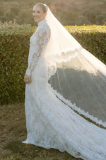 Lace High Neck Long Sleeve Mermaid Floor-Length Wedding Dress