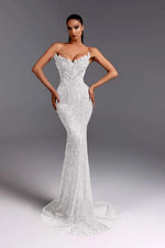 Hidais Strapless Sleeveless Long Mermaid Prom Dress With Beading Sequins