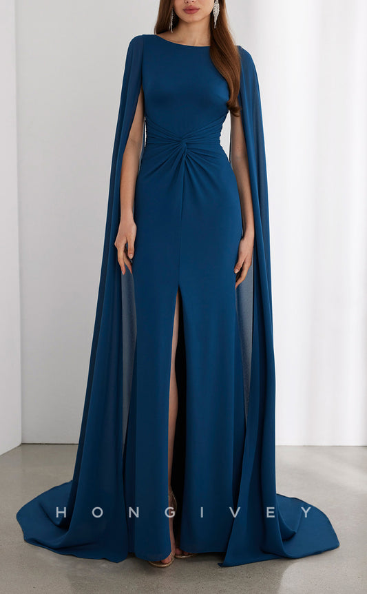 HM268 - Casual Scoop With Bolero Empire With Slit Cocktail Evening Dress