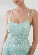 Spaghetti Straps Crisscross Back Sheath Mini Homecoming Dress with Beading