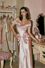 Retro Style Mermaid Off the Shoulder Pink Long Party Dress with Ruffles