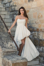 Strapless Sleeveless A-Line Side Side Ruffles Wedding Dress