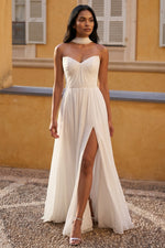 Sweetheart Sleeveless A-Line Side Slit Wedding Dress