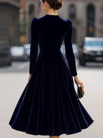 Luxurious Velvet Long-Sleeve Midi Dress