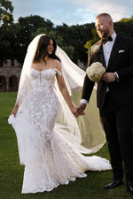 Charming Mermaid Sweetheart Lace Beach Wedding Dresses with Appliques