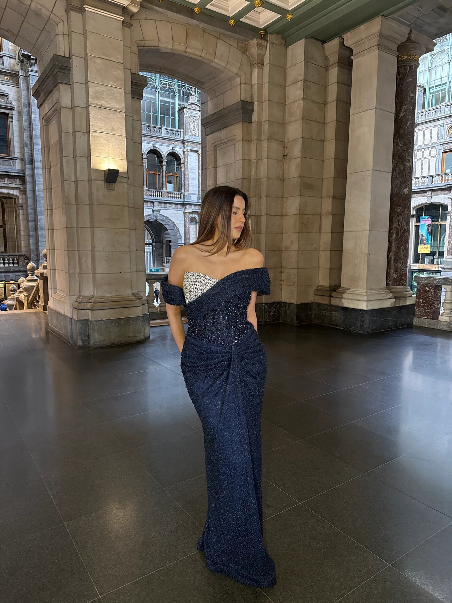 Off the Shoulder Sleeveless Beaded Sparkle Sequins Mermaid Evening Dress