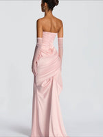 Simple Pink Strapless Mermaid Prom Dress Floor-Lenght