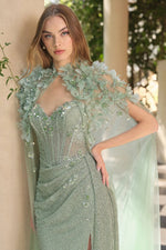 Exquisite Sweetheart Sequins Lace Sparkle Flowers Mermaid Side Slit Prom Dress