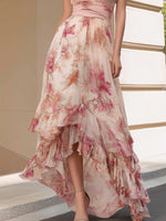 Floral Halter Neck Ruffled Maxi Dress