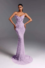 Hidais Strapless Sleeveless Long Mermaid Prom Dress With Beading Sequins
