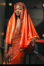 Modern Orange Sleeveless Mermaid Prom Dress With Beadings On Sale