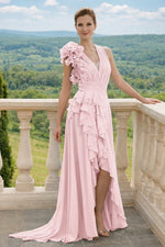 V-Neck Sleeveless Ruffles A-Line Floor-Length Evening Dress