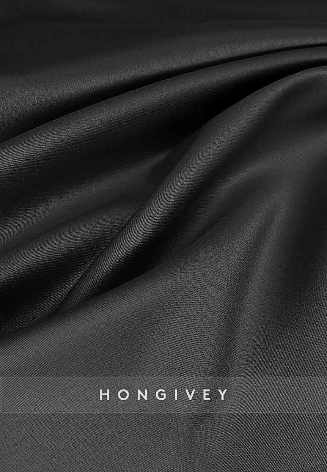 Long Sleeve Satin A-Line V Neck Pocket Floor-Length Evening Gown with Slit