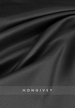 Long Sleeve Satin A-Line V Neck Pocket Floor-Length Evening Gown with Slit