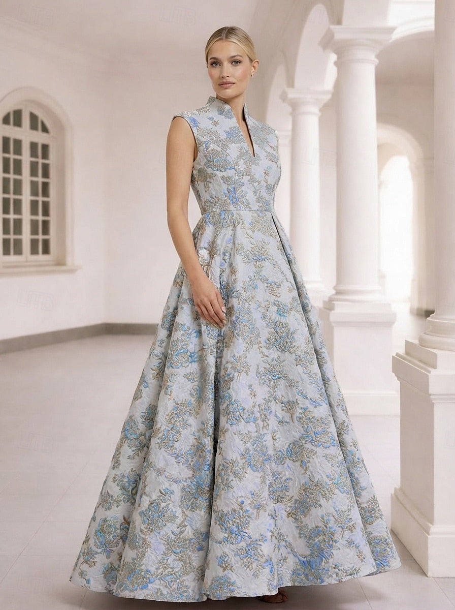 Flowers Floral Print Sleeveless A-Line Evening Dress