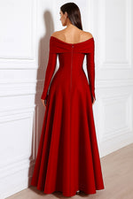 Elegant Off the Shoulder Long Sleeve A-Line Evening Dress