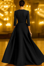 Luxury Beaded V-Neck 3/4 Sleeve Mermaid Sparkle Evening Dress