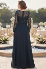 Lace Long Sleeve Applique Sparkle Mermaid Side Slit Evening Dress