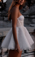 H2174 - Glitter Tulle A-Line Sweetheart Strapless Party/Homecoming Dress