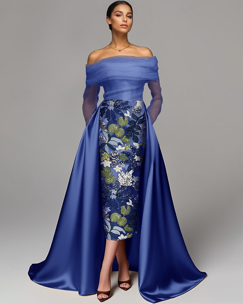 A-Line Sheath Column Floor Length Beaded Eembroidered Formal Dresses Mother of the Bride Dress Evening Gown