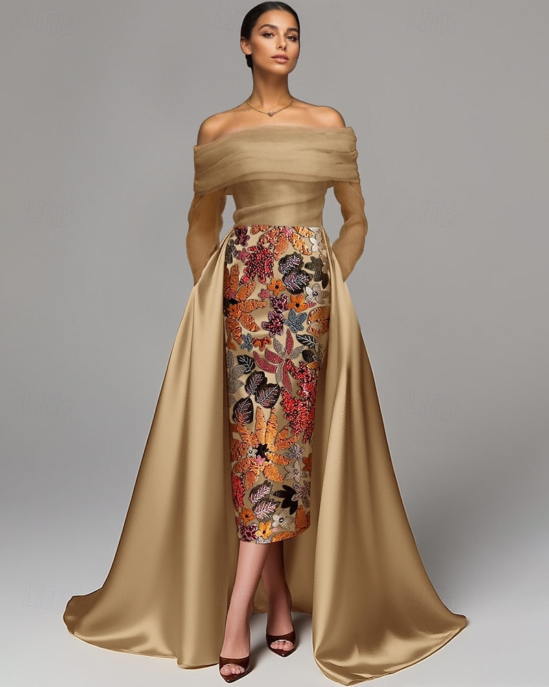 A-Line Sheath Column Floor Length Beaded Eembroidered Formal Dresses Mother of the Bride Dress Evening Gown