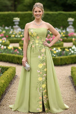 A-Line Train Floor Length Formal Dresses Evening Gown Appliques