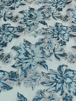 Floral Print Flowers V-Neck Long Sleeve A-Line Tea-Length Evening Dress