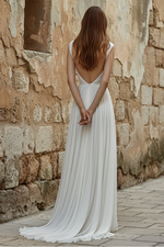 Chiffon A-Line Spaghetti Straps Sweetheart With Side Slit Beach Wedding Dress