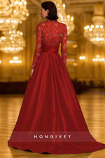 Lace Long Sleeve Evening Dress A-Line