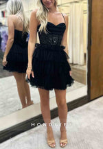 Spaghetti Straps A-Line Crisscross Back Sleeveless Sweetheart Short Homecoming Dresses