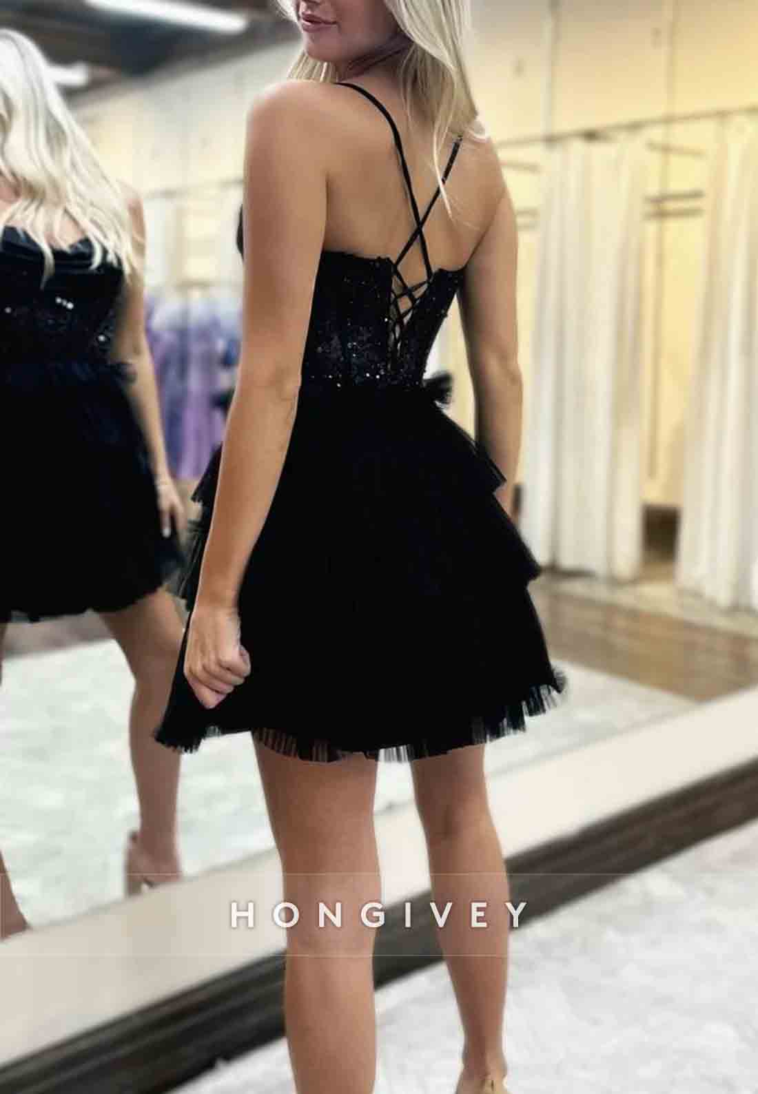 Spaghetti Straps A-Line Crisscross Back Sleeveless Sweetheart Short Homecoming Dresses