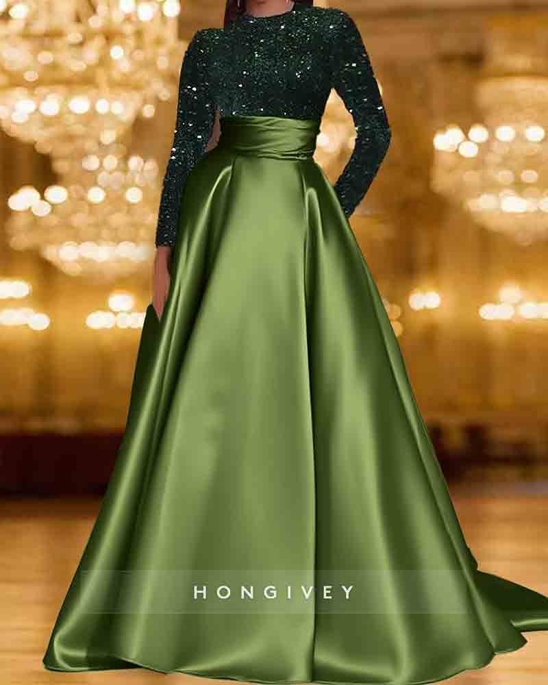 Elegant Long Sleeve A-Line Floor-Lenght Evening Dress