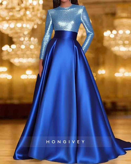 Elegant Long Sleeve A-Line Floor-Lenght Evening Dress
