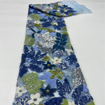 Tea-Length V-Neck 3/4 Sleeve Mermaid Flower Evening Dress Sparkle