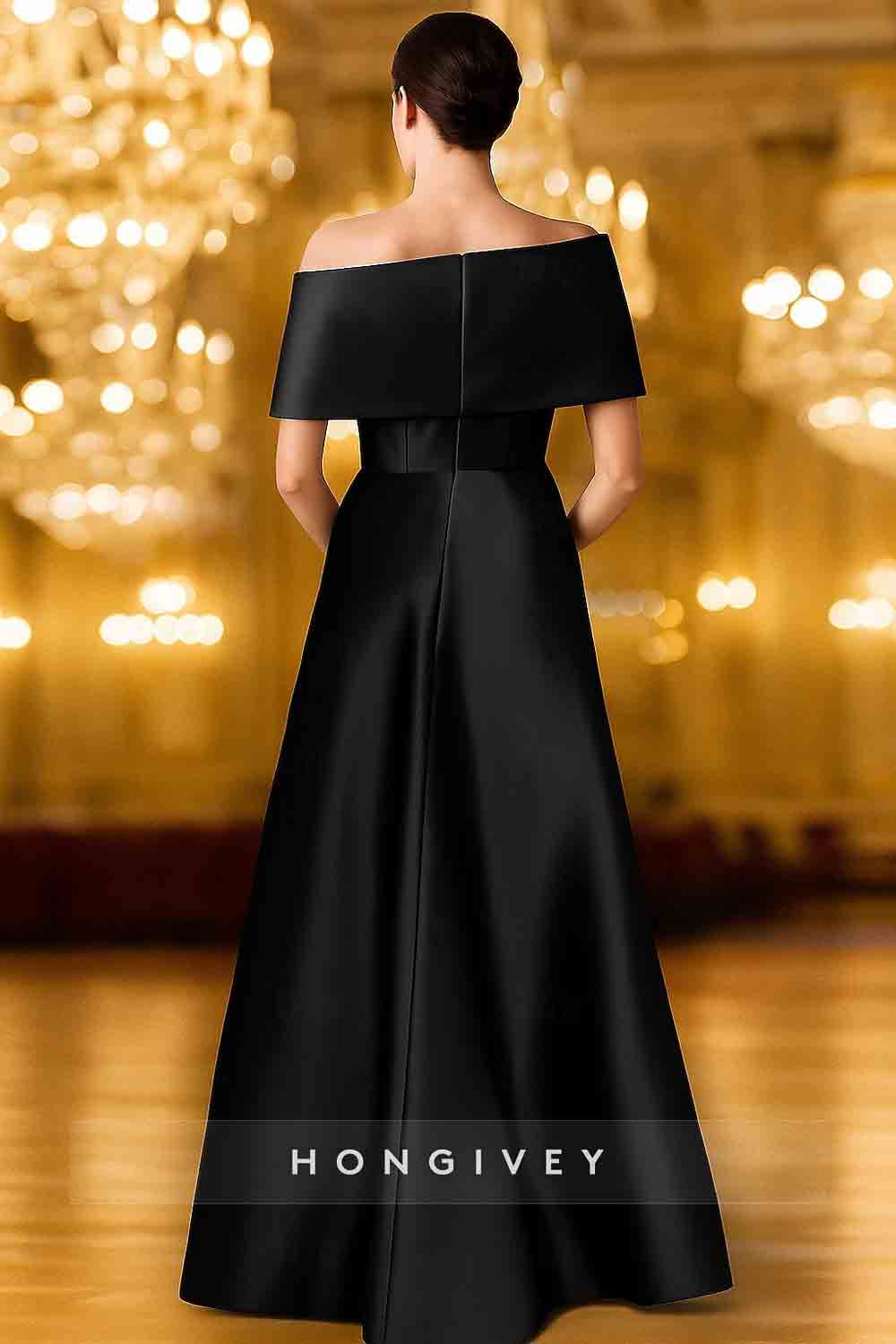 Appliqued Off the Shoulder Mermaid Court Train Evening Dress