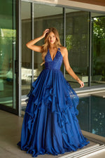 Fashion Spaghetti Strap Sparkle A-Line Ruched Floor-Length Prom Dress