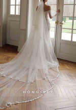 Lace Off the Shoulder Long Sleeves Back Zipper Trumpet Wedding Dresses