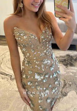 Strapless Sweetheart Flowers Sheath Short Homecoming Dress with Appliques