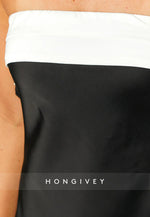 Simple Black and White Contrast Strapless Ladder Back Mini Homecoming Dress